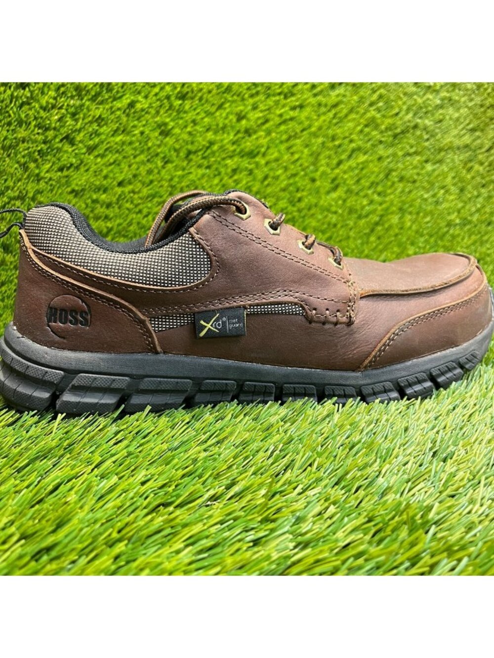 Hoss Stepper XRD Met Guard Mens Size 9.5EE Brown Composite Toe Safety Work Shoes